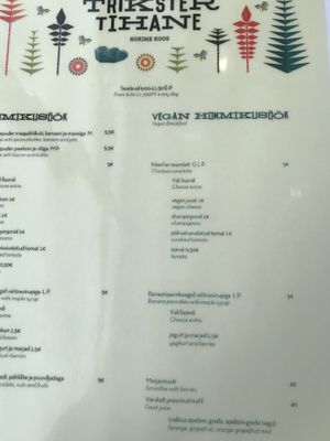 Vegan menu at Trickster Tihane in Tartu