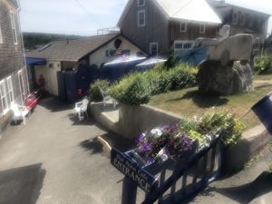 Outside at Blue Moon Cafe in Boothbay Harbor