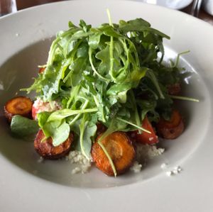 arugula salad entree at Mine Oyster in Boothbay Harbor