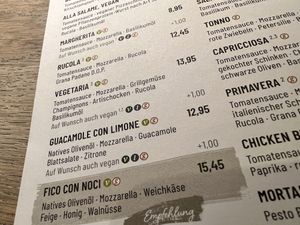menu  at Vapiano in Dresden