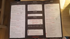 menu in english at Vapiano in Dresden