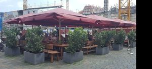 outdoor eating area in the square at Vapiano in Dresden