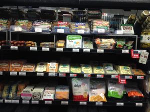 Refrigerated vegan products at Natures Market in Holland