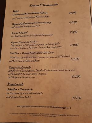 Vegane Speisekarte - Stand März 2020 at Hotel Gasthof Schaeffler in Sonthofen