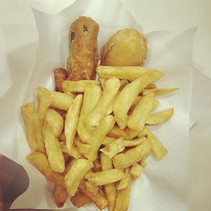 Battered Gherkin, Battered Pickled Egg and Chips!
Experimenting with new options!! at Walmer Fish & Chips in Deal