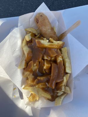 These chips tasted great, as the the curry sauce and battered sausage!   at Walmer Fish & Chips in Deal
