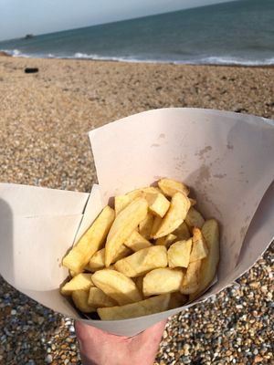 Beside the seaside - cone of chips! at Walmer Fish & Chips in Deal