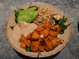 Super Bueno Bowl (without grilled red onions) at Milagros Latin Kitchen in Redwood City