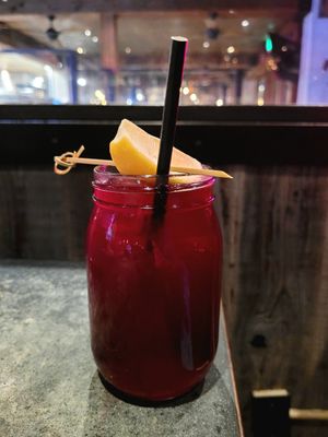 Pomegranate Lemonade w/ paper straw :) at Milagros Latin Kitchen in Redwood City