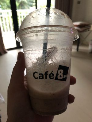 Almond-cacao vegan smoothie - so good! at Cafe 8.98 in Ao Nang