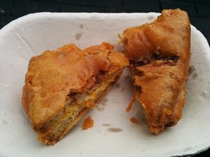 deep-fried, battered, grilled cheese sandwich at The Bandwagon Food Truck in Nanaimo