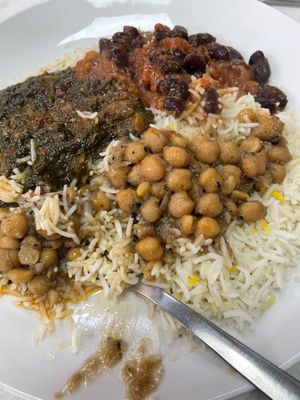 March 2 2024
3 curries and rice - spinach, chick pea, kidney bean at Little Aladdin in Manchester