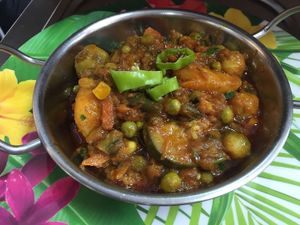 Superbly delicious aloo bengan (oberjeen and potato)  at Little Aladdin in Manchester