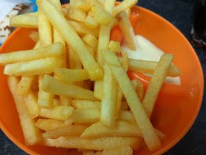 Chips and garlic mayo at Little Aladdin in Manchester