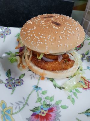 Veggie burger at Little Aladdin in Manchester