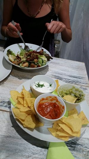 Nacho's with three dips at Vegan Point in Ibiza