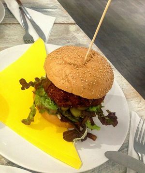 Chickpeas burger at Vegan Point in Ibiza
