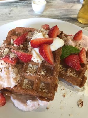 The most amazing waffles! at Vegan Point in Ibiza