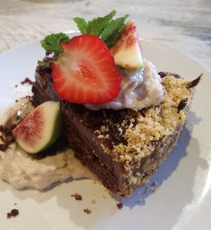 Chocolate cake at Vegan Point in Ibiza