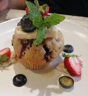 Bluberries muffin at Vegan Point in Ibiza