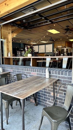 Indoor and outdoor seating  at City Beach Organics in Sandpoint