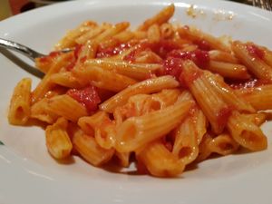 arabiata pasta dish. was made not spicy for my request. simple but tasty at Cafe La Boheme - Motomachi-Chukagai in Yokohama