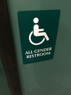 non-binary gendered bathrooms! at Fair Grounds Coffeehouse in Iowa City