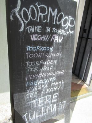 sign outside at Toormoor Kohvik/Galerii in Tallinn