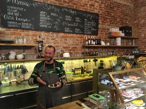 Amazing vegan treats and beautiful people. at Toormoor Kohvik/Galerii in Tallinn