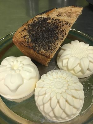 small batches cultured coconut butter served daily with our fresh sour dough bread and fresh rolls at Radha Govinda's Buffet in Denver