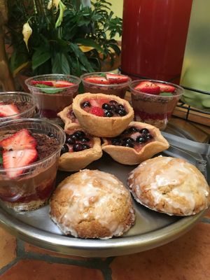 gluten free desserts that change daily, mini pies, pudding cups , cookies and cakes  at Radha Govinda's Buffet in Denver