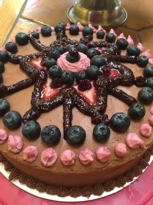 gluten free blueberry carob cake  at Radha Govinda's Buffet in Denver