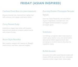 Friday menu at Radha Govinda's Buffet in Denver