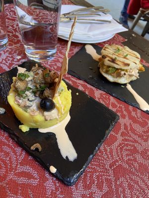 Two different vegan tapas - both delicious!  at Andino Gastrobar in Malaga