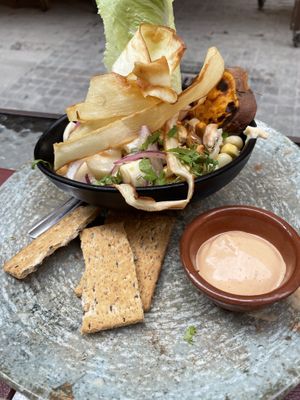 Heart of palm and mushroom ceviche  at Andino Gastrobar in Malaga