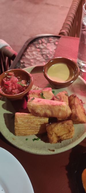 Yuca frita. La salsa impresionante at Andino Gastrobar in Malaga
