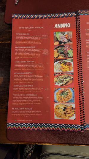 Menu at Andino Gastrobar in Malaga