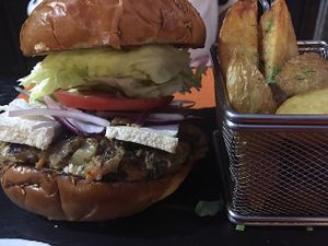 vegan burger- clearly labeled, no need to ask! at Andino Gastrobar in Malaga