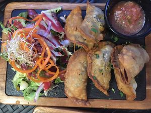 best empanadas ever!! clearly labeled as vegan! at Andino Gastrobar in Malaga