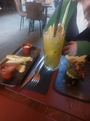 Vegan yuca paraguaya, vegan palta rellena chilena at Andino Gastrobar in Malaga