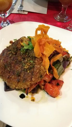 Vegan lentil burger  at Andino Gastrobar in Malaga