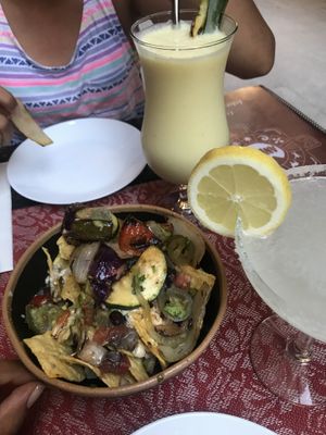Nachos with grilled vegetables, guacamole, so good  at Andino Gastrobar in Malaga