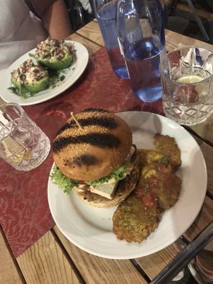 Burger and avocado at Andino Gastrobar in Malaga