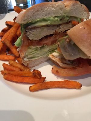 Crispy Chik’n and Avocado Burger  at Yard House in Las Vegas