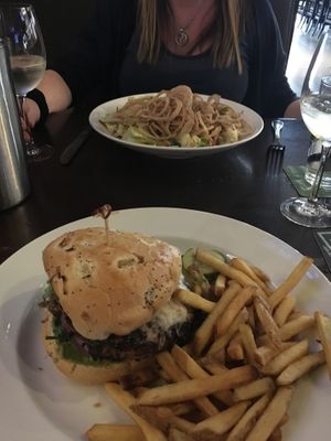 Vegan Burger with an Onion Bap plus fries at Yard House in Las Vegas