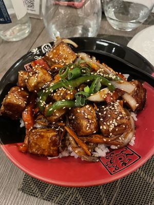 Tofu teriyaki with rice  at Yoshi - Sushi & More in Madrid