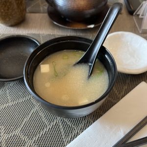 miso soup (incredible)  at Yoshi - Sushi & More in Madrid