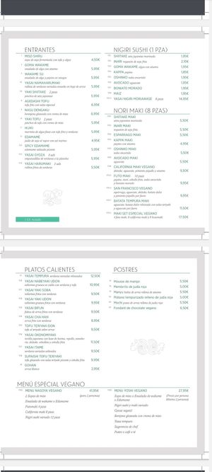 Vegan Menu at Yoshi - Sushi & More in Madrid