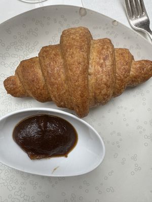 Vegan croissant and apple butter  at abcV in New York City