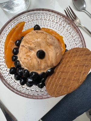 Thai iced tea Sunday with boba and mango  at abcV in New York City